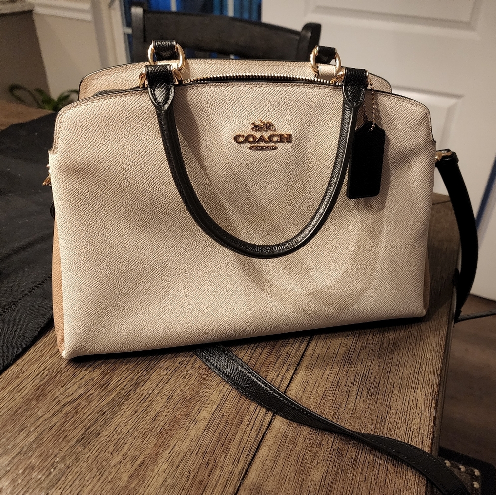 Coach Beige and Black Lillie Carryall